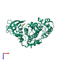PDB entry 2pvh coloured by chain, top view.