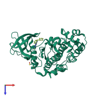 PDB entry 2pvj coloured by chain, top view.