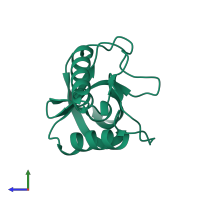 PDB entry 2pw5 coloured by chain, side view.