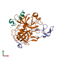 PDB entry 2pw8 coloured by chain, front view.