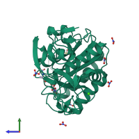 PDB entry 2pwa coloured by chain, side view.
