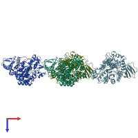 PDB entry 2pwf coloured by chain, top view.