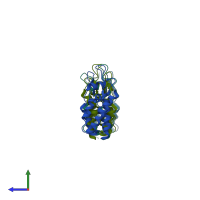 PDB entry 2pwo coloured by chain, side view.