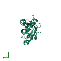 PDB entry 2pwq coloured by chain, side view.