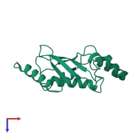 PDB entry 2pwq coloured by chain, top view.
