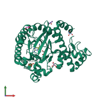 PDB entry 2pwv coloured by chain, front view.