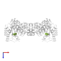 2-AMINO-4-OXO-4,7-DIHYDRO-3H-PYRROLO[2,3-D]PYRIMIDINE-5-CARBONITRILE in PDB entry 2pwv, assembly 1, top view.