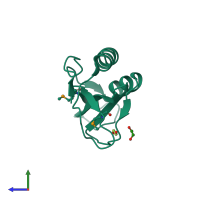 PDB entry 2pww coloured by chain, side view.