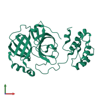 PDB entry 2pwx coloured by chain, front view.