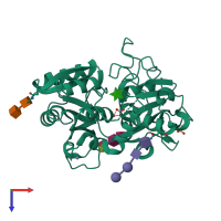 PDB 2px1 coloured by chain and viewed from the top.