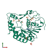 PDB entry 2px4 coloured by chain, front view.