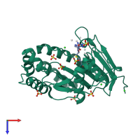 PDB entry 2px4 coloured by chain, top view.