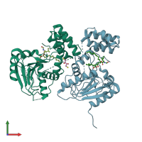 PDB entry 2px6 coloured by chain, front view.
