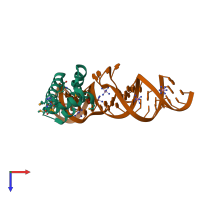 PDB entry 2pxq coloured by chain, top view.