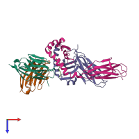 PDB entry 2pxy coloured by chain, top view.