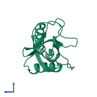 PDB entry 2pyk coloured by chain, side view.