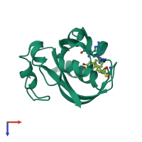 PDB entry 2pyp coloured by chain, top view.