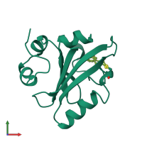 PDB entry 2pyr coloured by chain, front view.