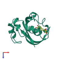 PDB entry 2pyr coloured by chain, top view.