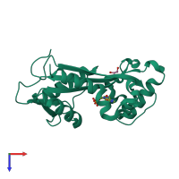 PDB entry 2pyu coloured by chain, top view.