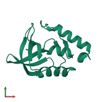 PDB entry 2pzw coloured by chain, front view.