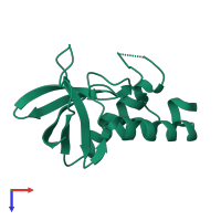 PDB entry 2pzw coloured by chain, top view.