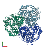 PDB entry 2q01 coloured by chain, front view.