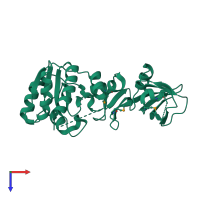 PDB entry 2q07 coloured by chain, top view.