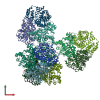 PDB entry 2q08 coloured by chain, front view.