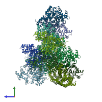 PDB entry 2q08 coloured by chain, side view.