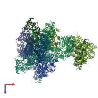 PDB entry 2q08 coloured by chain, top view.