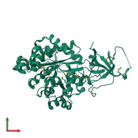 PDB entry 2q09 coloured by chain, front view.
