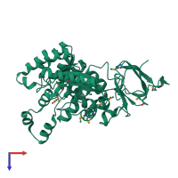 PDB entry 2q09 coloured by chain, top view.