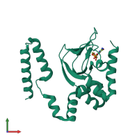 Monomeric assembly 2 of PDB entry 2q0a coloured by chemically distinct molecules, front view.