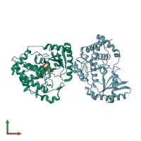 PDB entry 2q0d coloured by chain, front view.