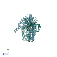 PDB entry 2q0d coloured by chain, side view.