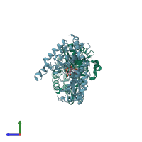 PDB entry 2q0f coloured by chain, side view.