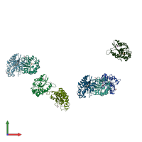 PDB entry 2q0q coloured by chain, front view.