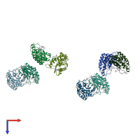 PDB entry 2q0q coloured by chain, top view.