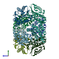 PDB entry 2q0s coloured by chain, side view.