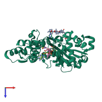 PDB entry 2q0u coloured by chain, top view.