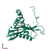 PDB entry 2q0y coloured by chain, front view.