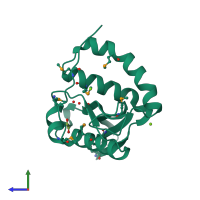 PDB entry 2q0y coloured by chain, side view.