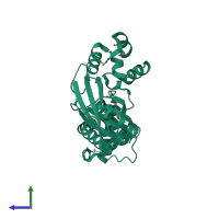 PDB entry 2q0z coloured by chain, side view.