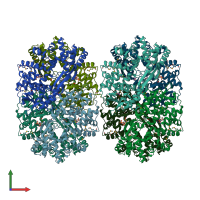 PDB entry 2q14 coloured by chain, front view.