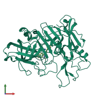 PDB entry 2q15 coloured by chain, front view.