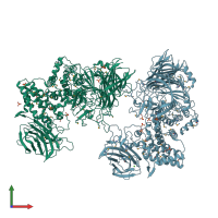 PDB entry 2q1f coloured by chain, front view.