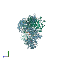 PDB entry 2q1f coloured by chain, side view.