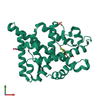 PDB entry 2q1h coloured by chain, front view.