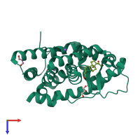 PDB entry 2q1h coloured by chain, top view.